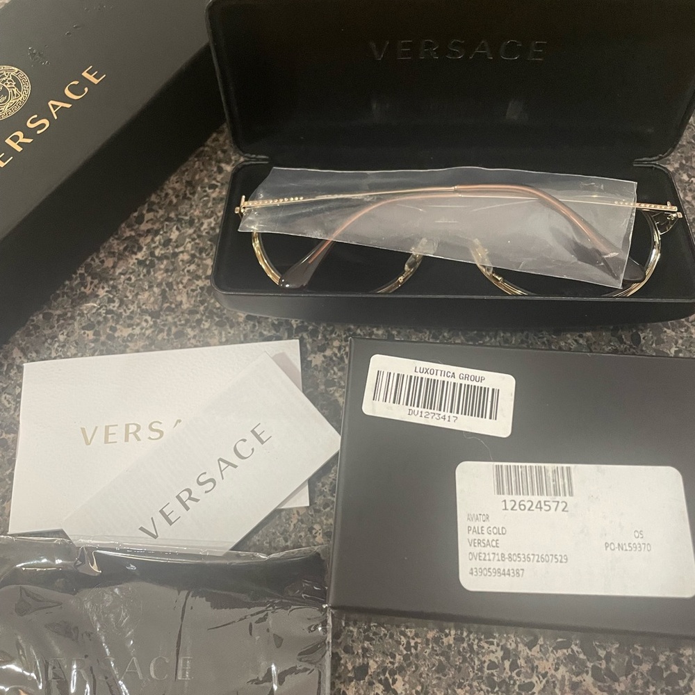 Versace Gold and Black Embellished Sunglasses - Picture 3 of 5